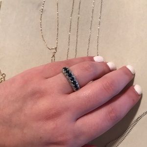 Natural blue sapphire and diamond band